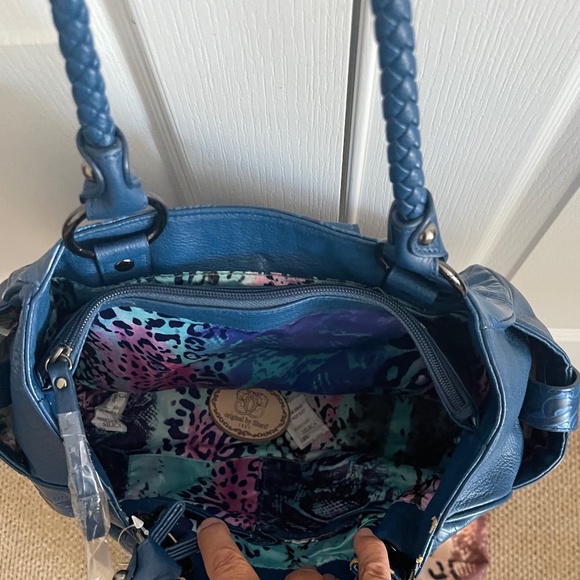 💗 SHARIF NWT LEATHER Hand Tooled Satchel Handbag - Beautiful Detail & Lining!💗 - Picture 13 of 14